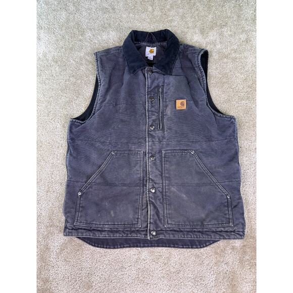 Carhartt Men's 101231 Black Chapman Sandstone Vest Snap Button Size M Y2K - Picture 1 of 11